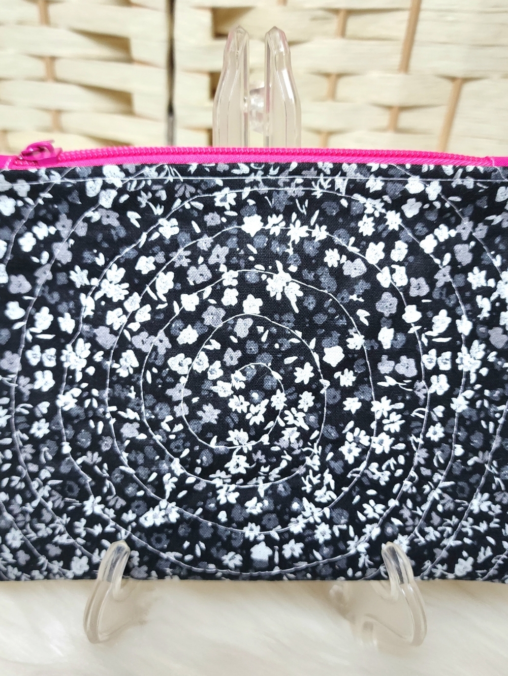 Handmade Quilted Zipper Pouch 100% Cotton Fully Lined Cosmetic Travel Bag